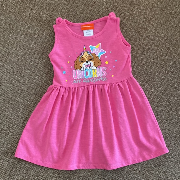 Nickelodeon Paw Patrol Unicorns are Awesome Pink Sleeveless Dress 2 Toddler - Picture 2 of 7